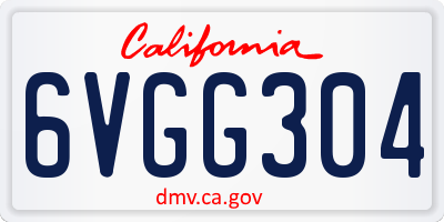 CA license plate 6VGG304