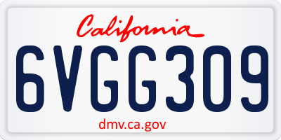 CA license plate 6VGG309