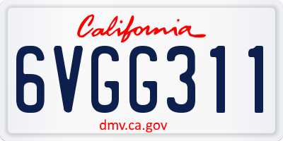 CA license plate 6VGG311