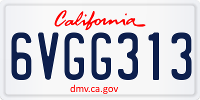 CA license plate 6VGG313