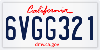 CA license plate 6VGG321