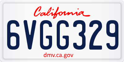 CA license plate 6VGG329
