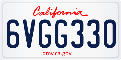 CA license plate 6VGG330