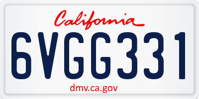 CA license plate 6VGG331