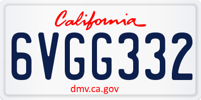 CA license plate 6VGG332