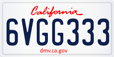 CA license plate 6VGG333