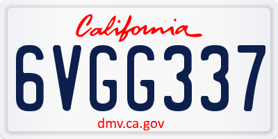 CA license plate 6VGG337