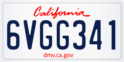 CA license plate 6VGG341