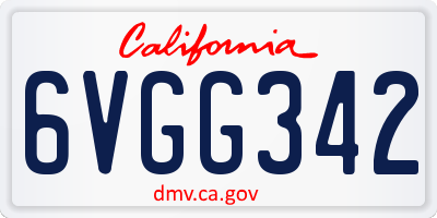 CA license plate 6VGG342