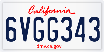 CA license plate 6VGG343