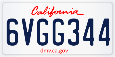 CA license plate 6VGG344