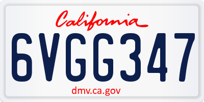 CA license plate 6VGG347