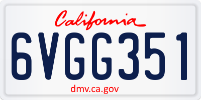 CA license plate 6VGG351