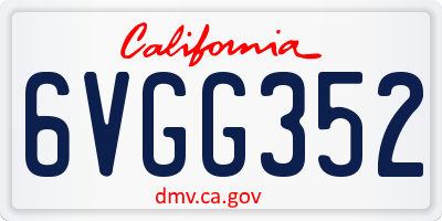 CA license plate 6VGG352