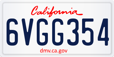 CA license plate 6VGG354