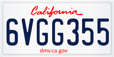 CA license plate 6VGG355