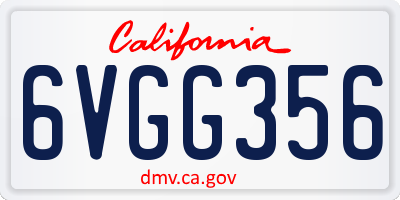 CA license plate 6VGG356