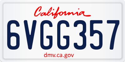 CA license plate 6VGG357