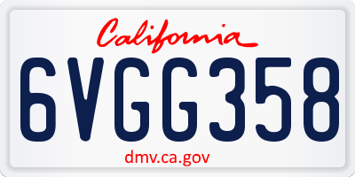 CA license plate 6VGG358