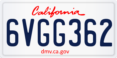 CA license plate 6VGG362