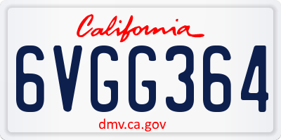 CA license plate 6VGG364