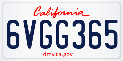 CA license plate 6VGG365
