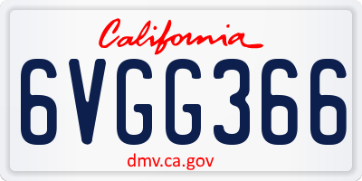 CA license plate 6VGG366