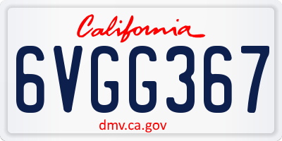 CA license plate 6VGG367