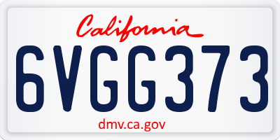 CA license plate 6VGG373
