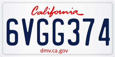 CA license plate 6VGG374