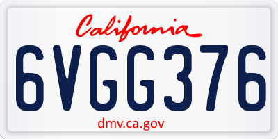 CA license plate 6VGG376