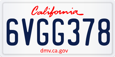 CA license plate 6VGG378