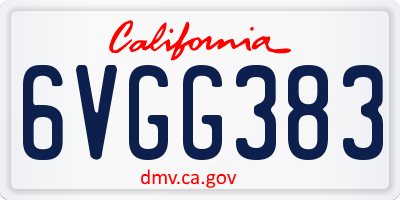 CA license plate 6VGG383