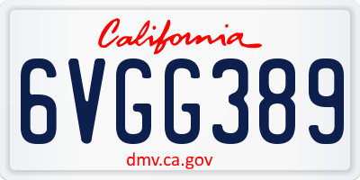 CA license plate 6VGG389