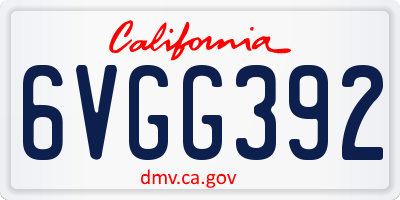 CA license plate 6VGG392