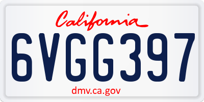 CA license plate 6VGG397