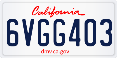 CA license plate 6VGG403