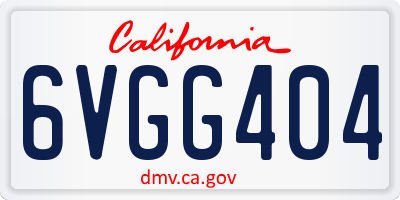 CA license plate 6VGG404