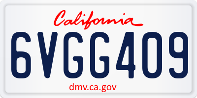 CA license plate 6VGG409