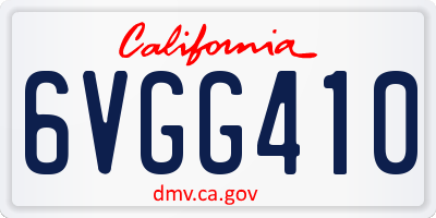 CA license plate 6VGG410