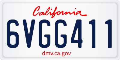 CA license plate 6VGG411