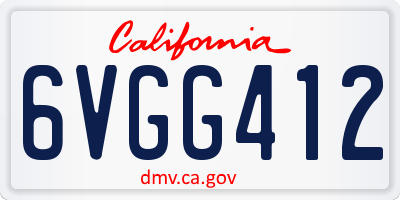 CA license plate 6VGG412