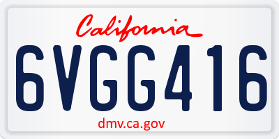 CA license plate 6VGG416