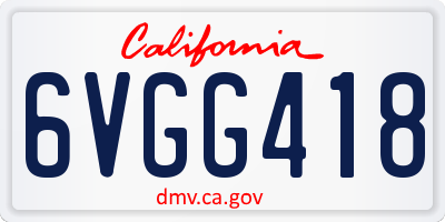 CA license plate 6VGG418