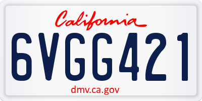 CA license plate 6VGG421