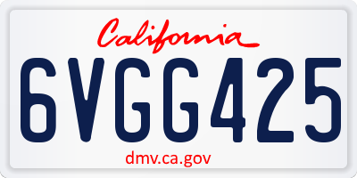 CA license plate 6VGG425
