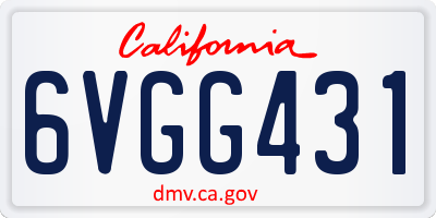 CA license plate 6VGG431