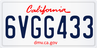 CA license plate 6VGG433