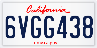 CA license plate 6VGG438