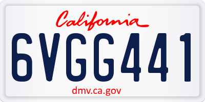 CA license plate 6VGG441